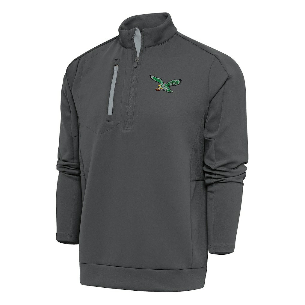 Philadelphia Eagles Antigua Team Logo Throwback Generation Quarter-Zip Pullover Top - Charcoal sale