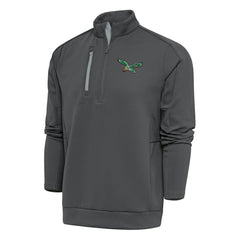 Philadelphia Eagles Antigua Team Logo Throwback Generation Quarter-Zip Pullover Top - Charcoal sale