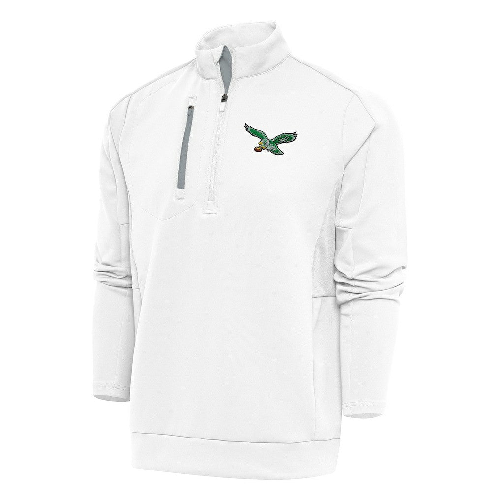 Philadelphia Eagles Antigua Team Logo Throwback Generation Quarter-Zip Pullover Top - White outlet