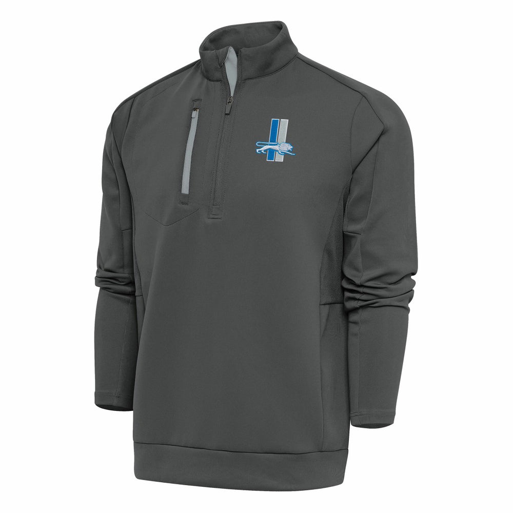 Detroit Lions Antigua Team Logo Throwback Generation Quarter-Zip Pullover Top - Charcoal sale