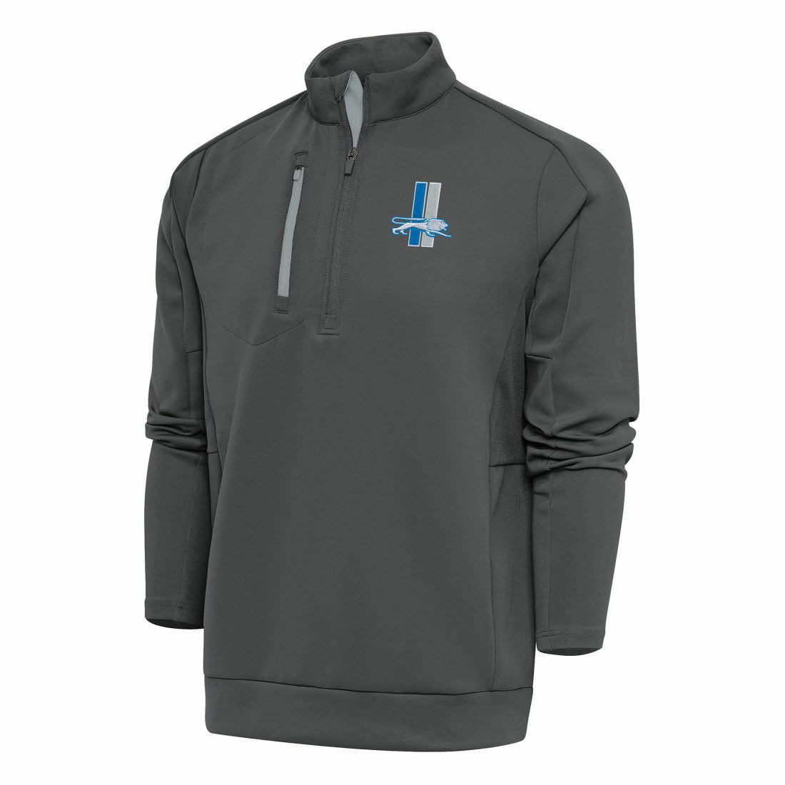 Detroit Lions Antigua Team Logo Throwback Generation Quarter-Zip Pullover Top - Charcoal sale