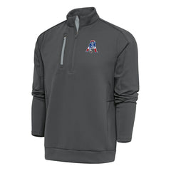 New England Patriots Antigua Team Logo Throwback Generation Quarter-Zip Pullover Top - Charcoal sale