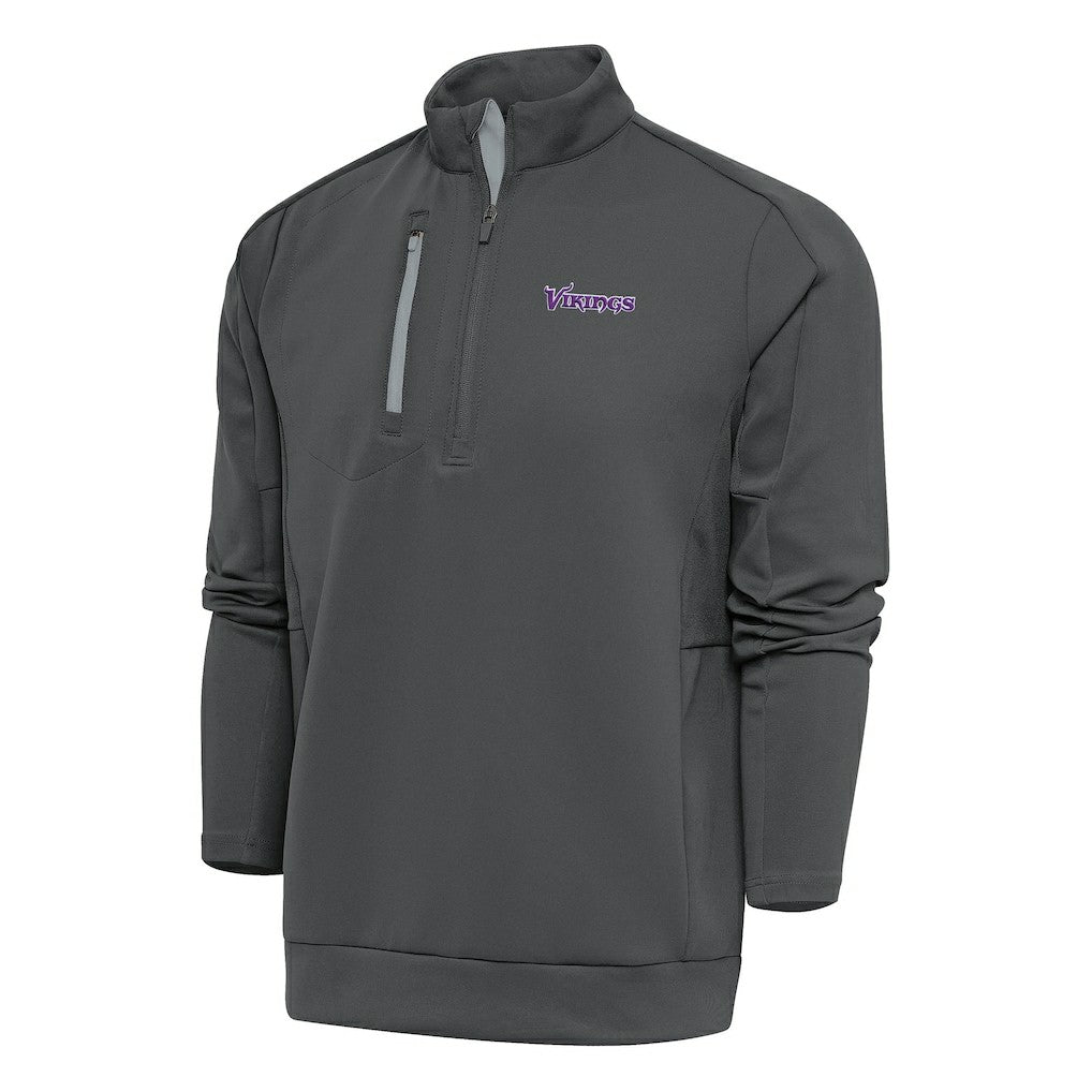 Minnesota Vikings Antigua Team Logo Throwback Generation Quarter-Zip Pullover Top - Charcoal discount