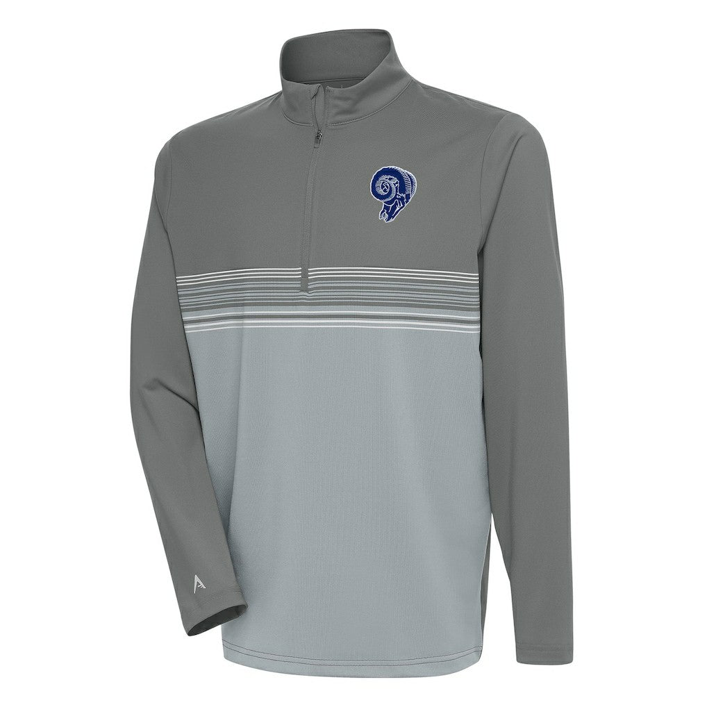 Los Angeles Rams Antigua Team Logo Throwback Pace Quarter-Zip Pullover Top - Steel outlet