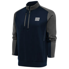 New York Giants Antigua Team Logo Throwback Team Quarter-Zip Pullover Top - Navy/Charcoal sale