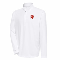 Tampa Bay Buccaneers Antigua Team Logo Throwback Tribute Quarter-Zip Pullover Top - White discount