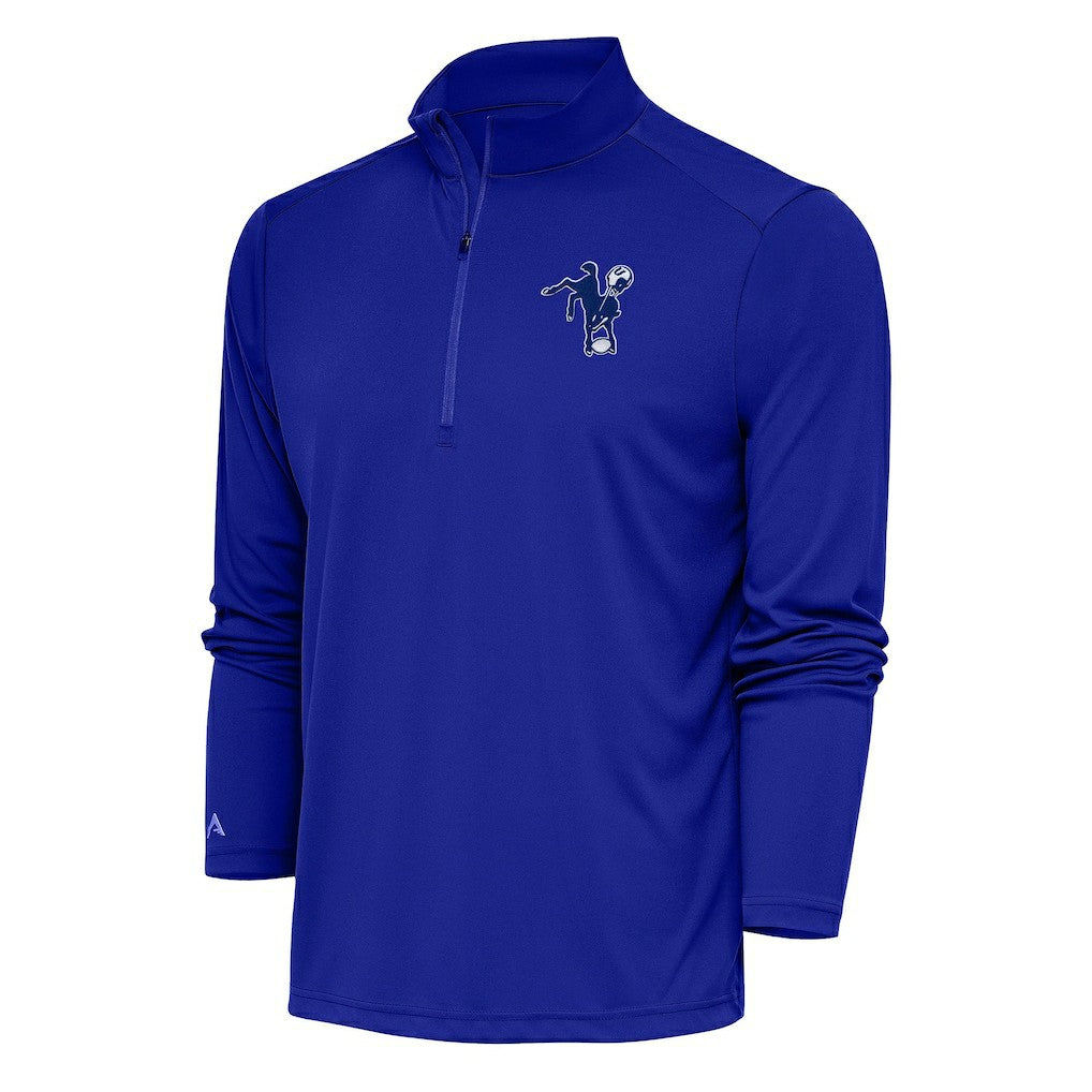 Indianapolis Colts Antigua Team Logo Throwback Tribute Quarter-Zip Pullover Top - Royal online