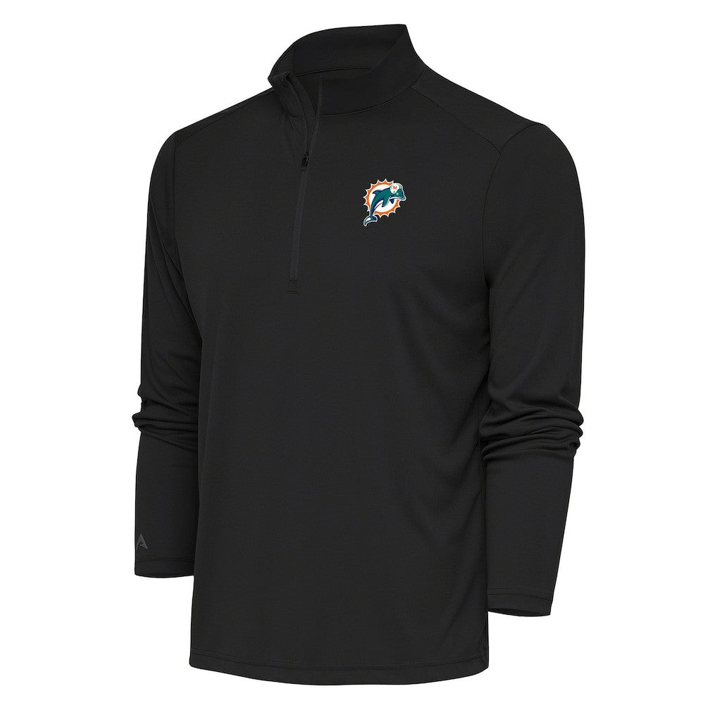 Miami Dolphins Antigua Team Logo Throwback Tribute Quarter-Zip Pullover Top - Charcoal outlet