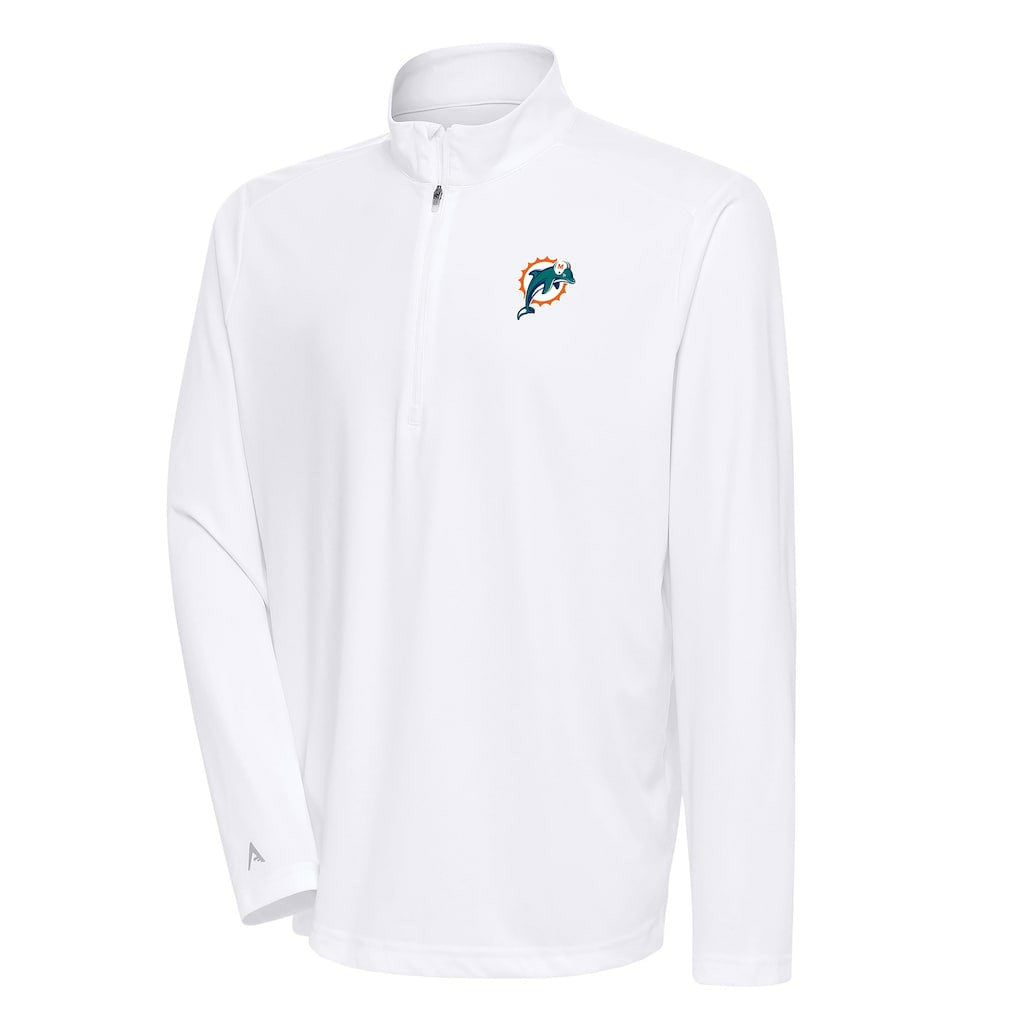 Miami Dolphins Antigua Team Logo Throwback Tribute Quarter-Zip Pullover Top - White cheap