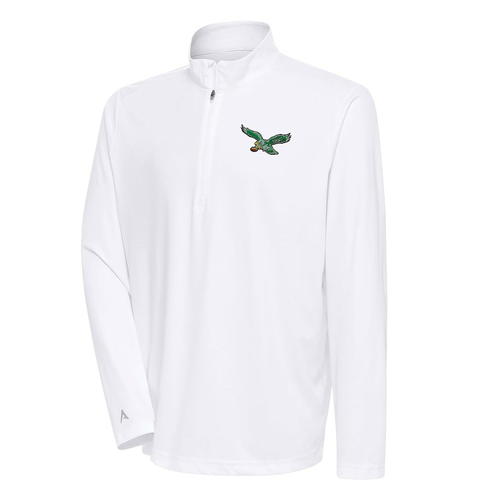 Philadelphia Eagles Antigua Team Logo Throwback Tribute Quarter-Zip Pullover Top - White sale