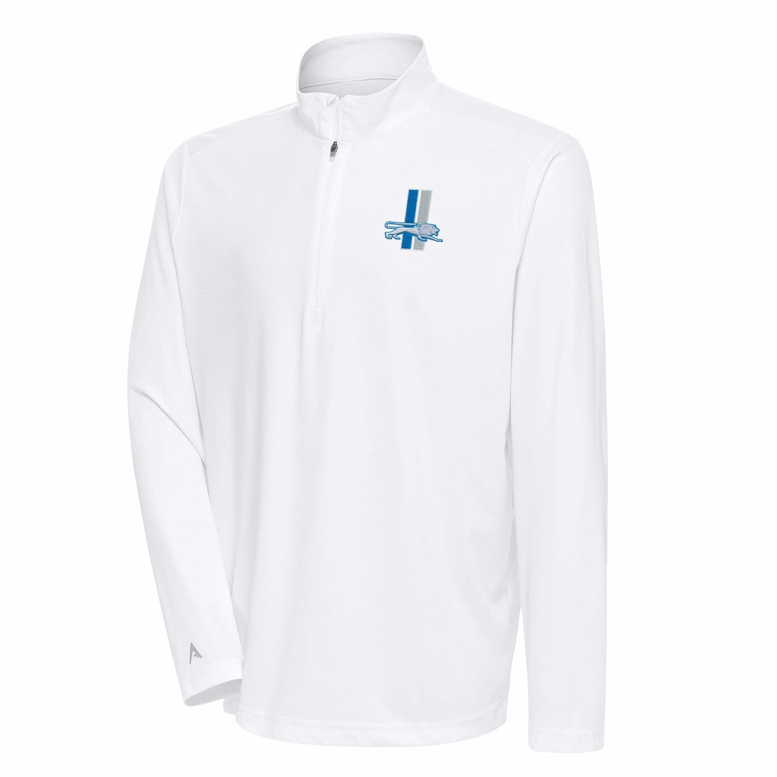 Detroit Lions Antigua Team Logo Throwback Tribute Quarter-Zip Pullover Top - White outlet
