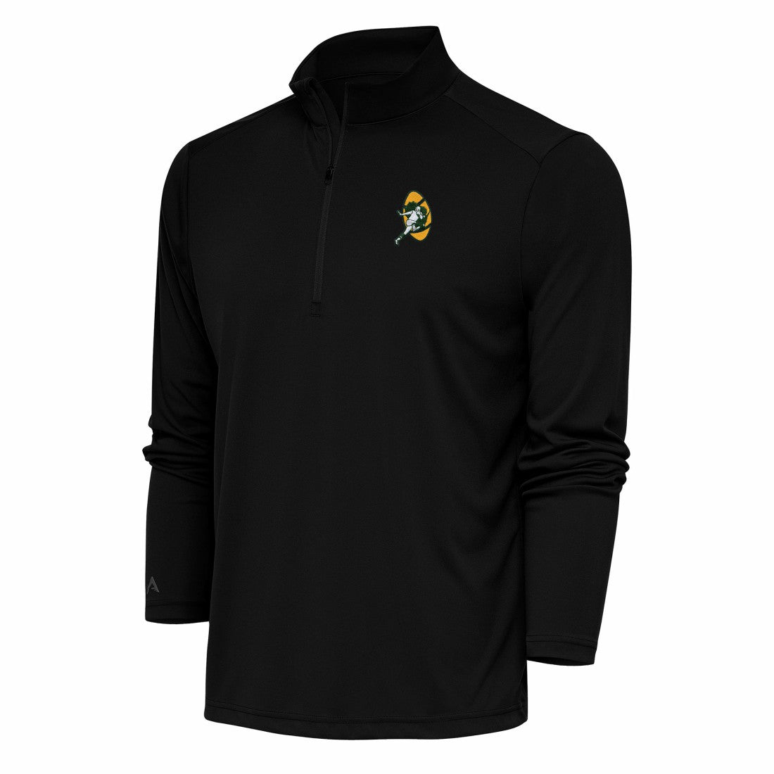Green Bay Packers Antigua Team Logo Throwback Tribute Quarter-Zip Pullover Top - Black online