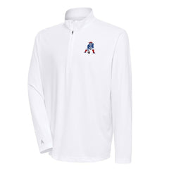 New England Patriots Antigua Team Logo Throwback Tribute Quarter-Zip Pullover Top - White on sale