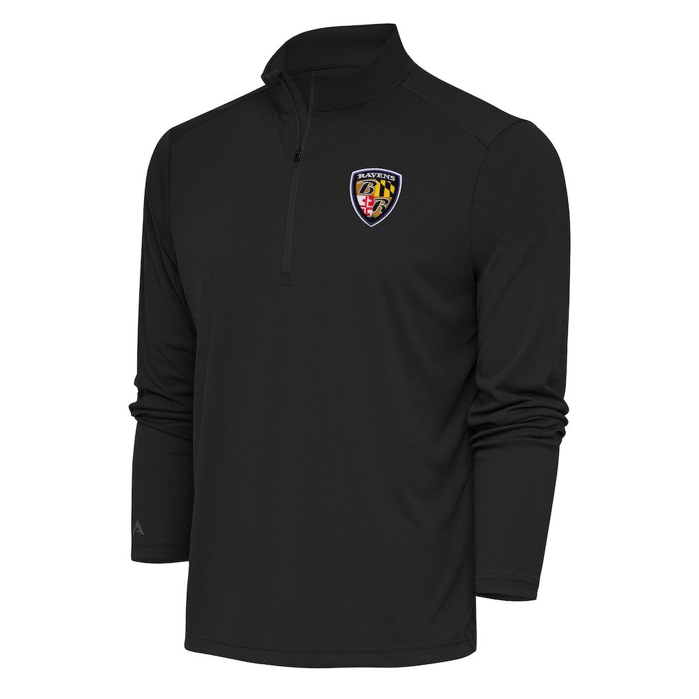Baltimore Ravens Antigua Team Logo Throwback Tribute Quarter-Zip Pullover Top - Charcoal online