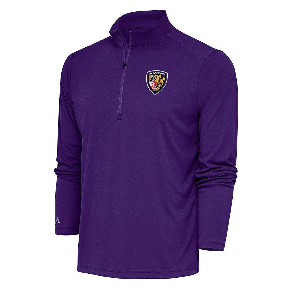 Baltimore Ravens Antigua Team Logo Throwback Tribute Quarter-Zip Pullover Top - Purple discount