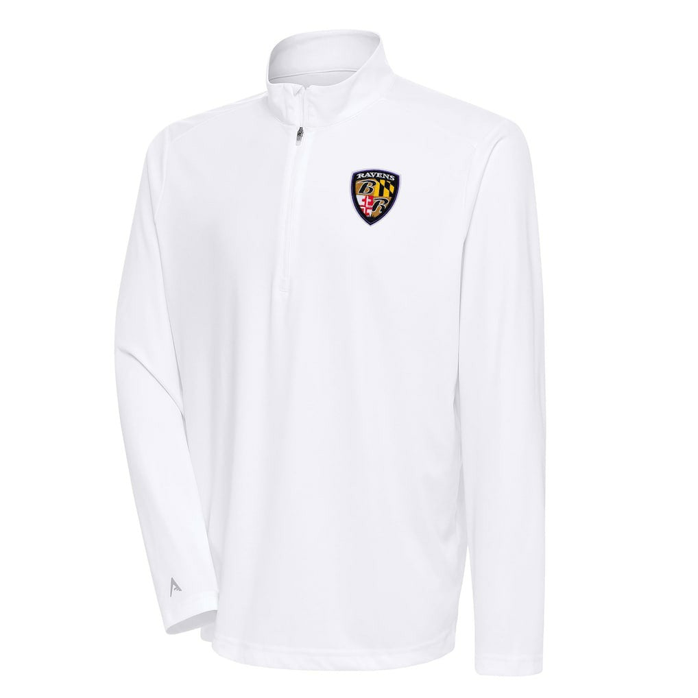 Baltimore Ravens Antigua Team Logo Throwback Tribute Quarter-Zip Pullover Top - White cheap