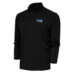 Seattle Seahawks Antigua Team Logo Throwback Tribute Quarter-Zip Pullover Top - Black online