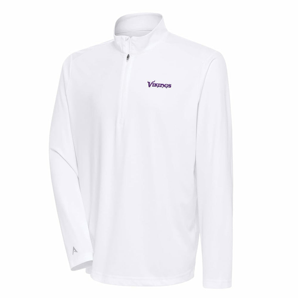 Minnesota Vikings Antigua Team Logo Throwback Tribute Quarter-Zip Pullover Top - White sale