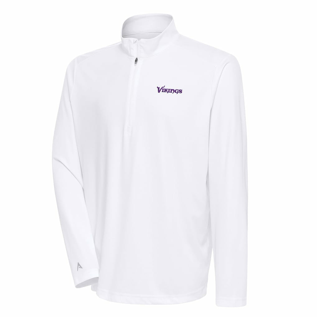 Minnesota Vikings Antigua Team Logo Throwback Tribute Quarter-Zip Pullover Top - White sale