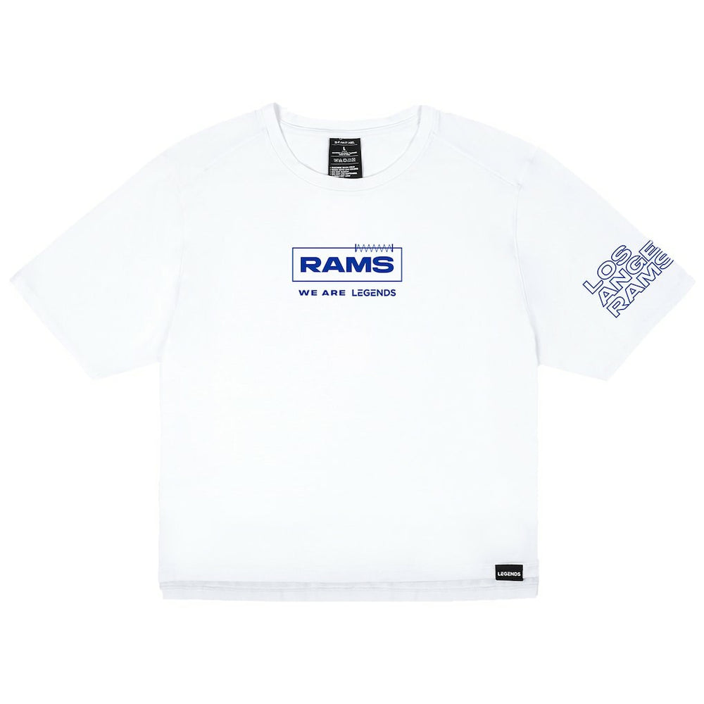 Los Angeles Rams LEGENDS Women's Aviation Crop T-Shirt - White on sale