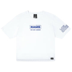 Los Angeles Rams LEGENDS Women's Aviation Crop T-Shirt - White on sale