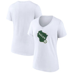 Milwaukee Bucks Women's Alternate Logo V-Neck T-Shirt - White shop