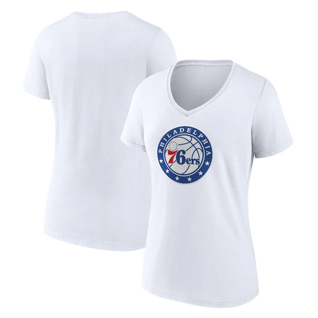 Philadelphia 76ers Women's Alternate Logo V-Neck T-Shirt - White on sale