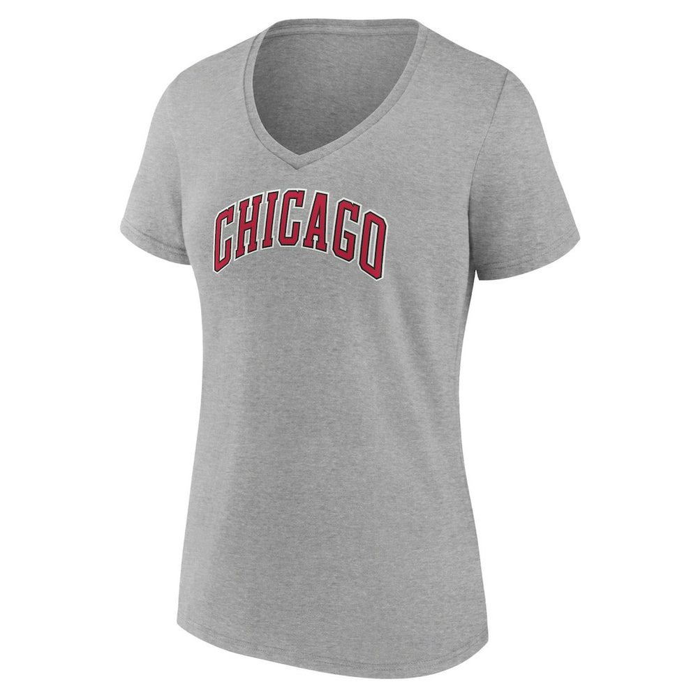Chicago Bulls Women's Alternate Logo V-Neck T-Shirt - Heather Gray discount