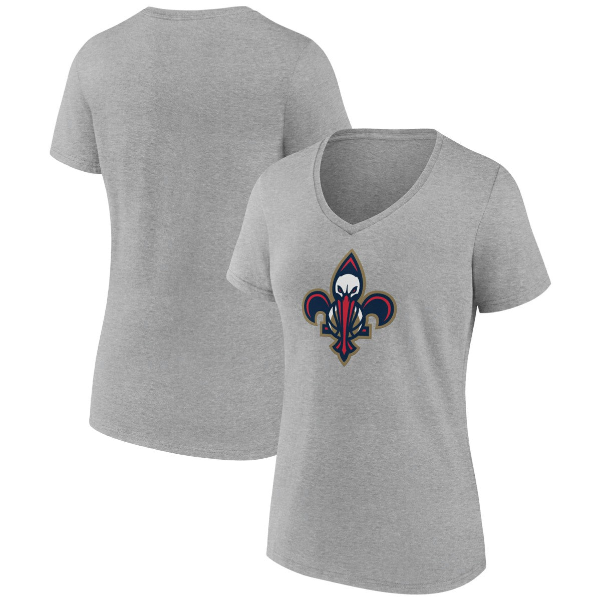 New Orleans Pelicans Women's Alternate Logo V-Neck T-Shirt - Heather Gray shop