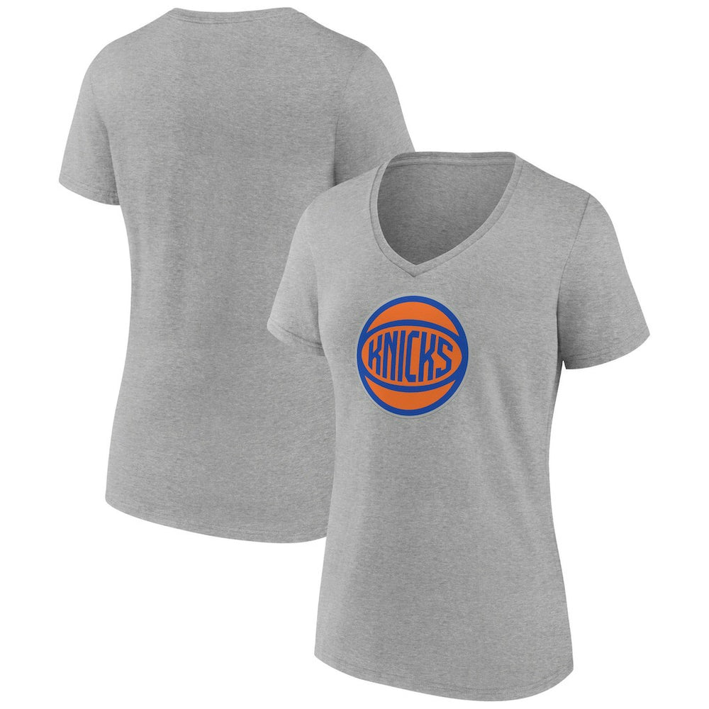 New York Knicks Women's Alternate Logo V-Neck T-Shirt - Heather Gray for sale