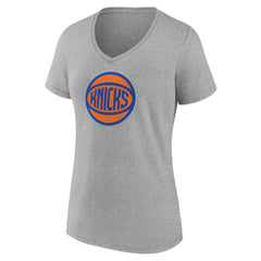 New York Knicks Women's Alternate Logo V-Neck T-Shirt - Heather Gray for sale