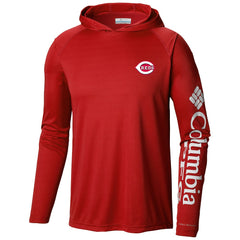 Cincinnati Reds Terminal Tackle Long Sleeve Hoodie T-Shirt - Red | Columbia