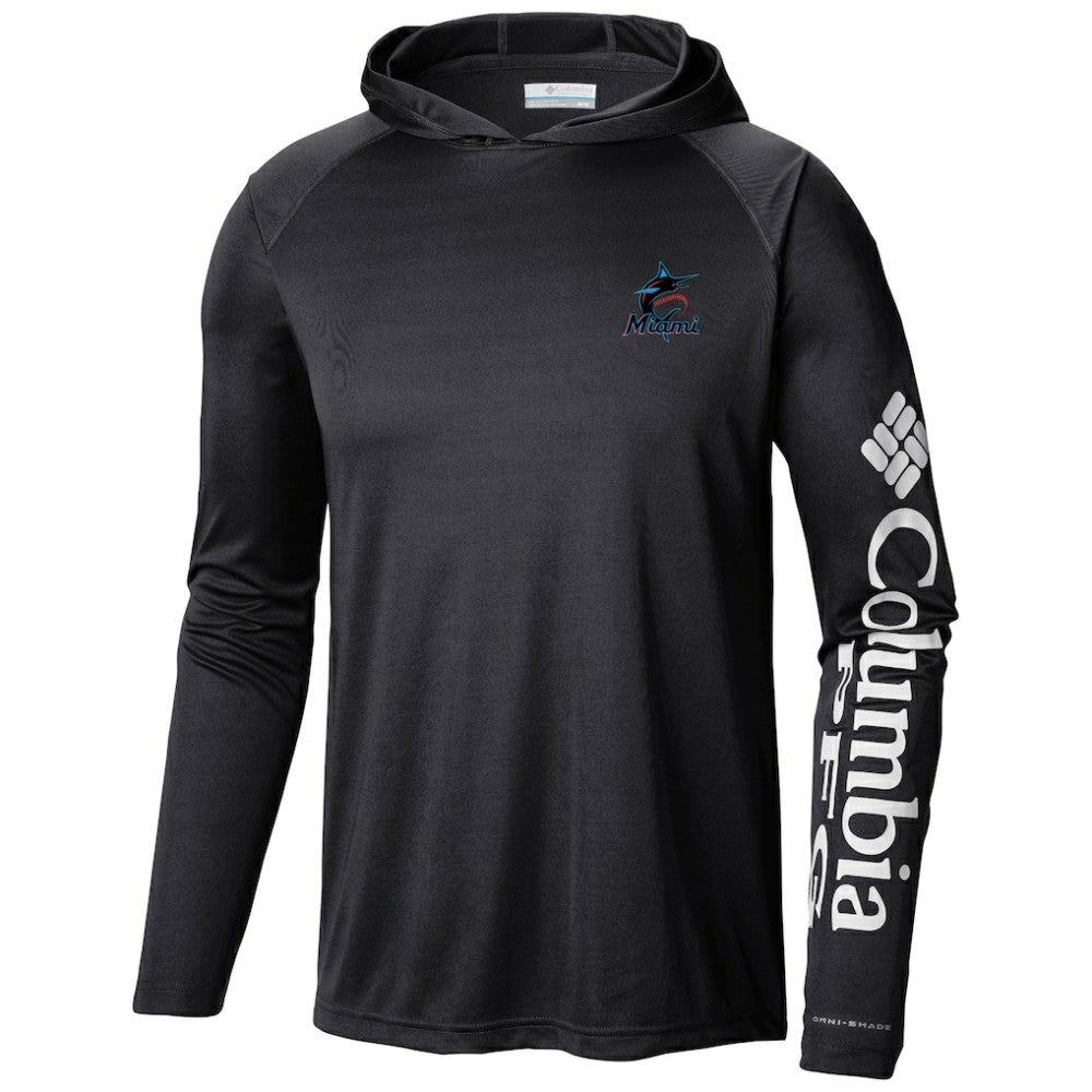 Miami Marlins Terminal Tackle Long Sleeve Hoodie T-Shirt - Black | Columbia