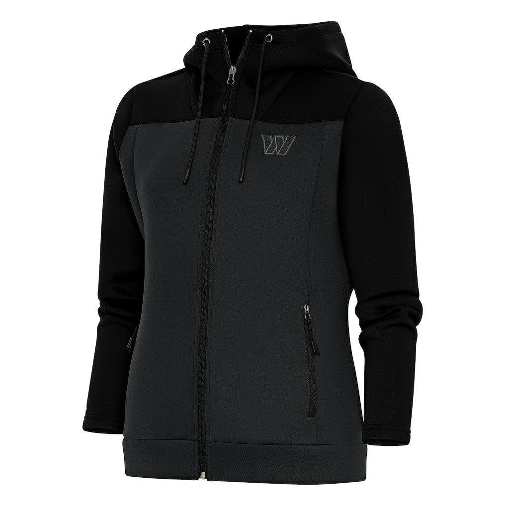 Washington Commanders Antigua Women's Tonal Logo Protect Full-Zip Hoodie Jacket - Black/Charcoal for sale