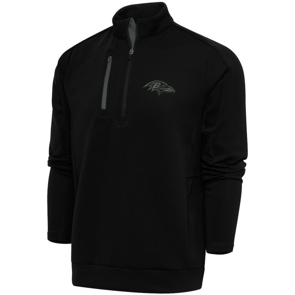 Baltimore Ravens Antigua Tonal Logo Generation Quarter-Zip Pullover Top - Black on sale