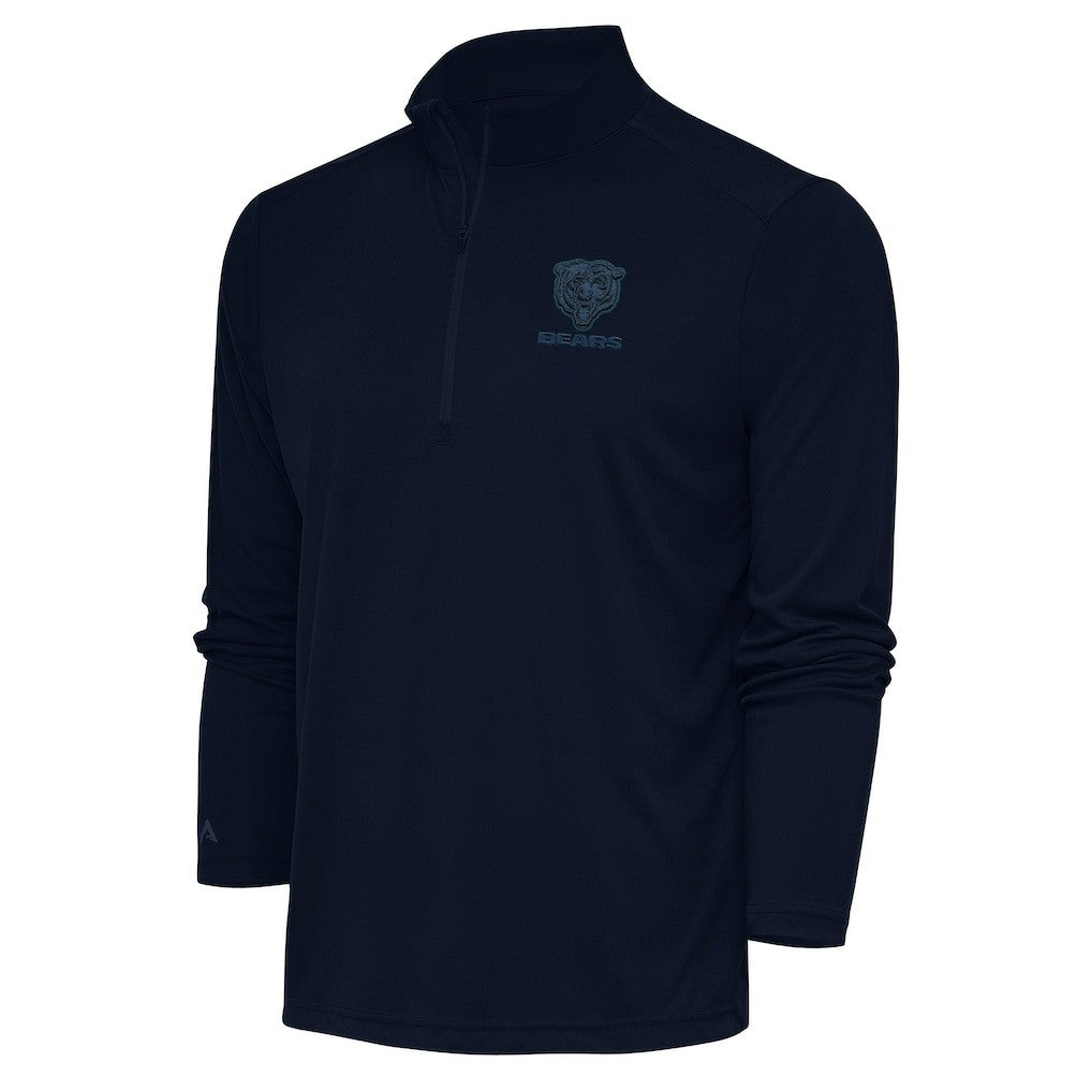 Chicago Bears Antigua Tonal Logo Tribute Quarter-Zip Pullover Top - Navy outlet