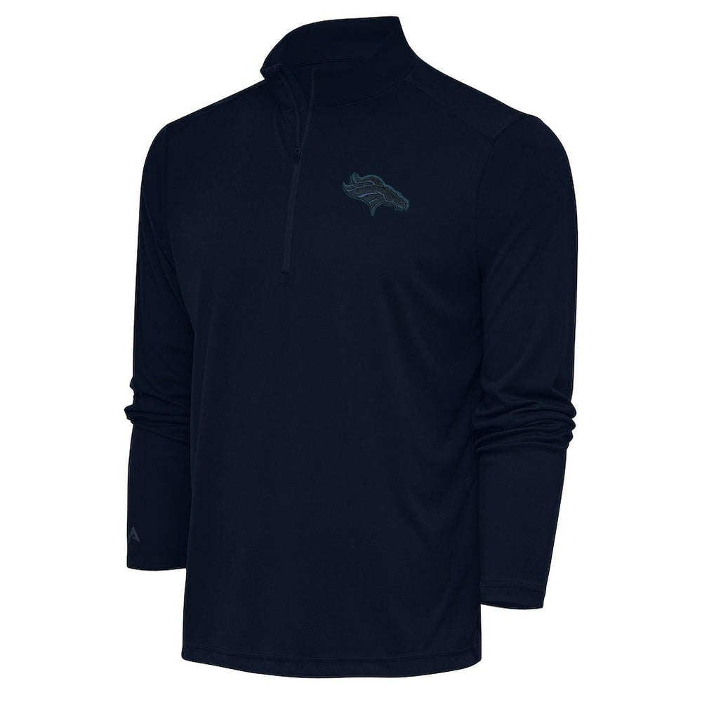 Denver Broncos Antigua Tonal Logo Tribute Quarter-Zip Pullover Top - Navy outlet