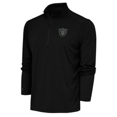 Las Vegas Raiders Antigua Tonal Logo Tribute Quarter-Zip Pullover Top - Black sale