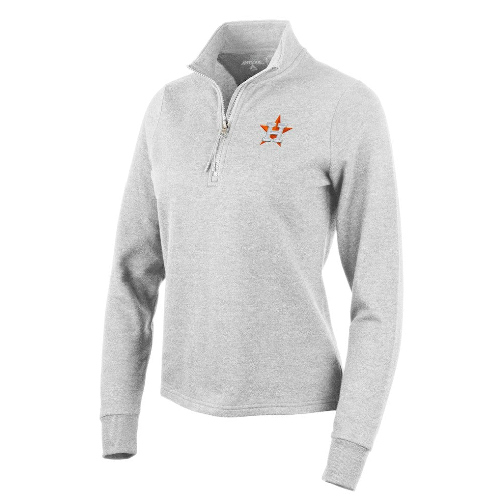 Houston Astros Antigua Women's Action Quarter-Zip Pullover Sweatshirt - Heather Gray