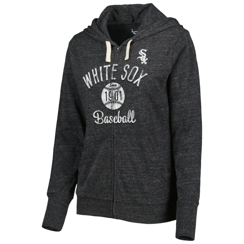 Chicago White Sox Touch Women's Training Camp Tri-Blend Lightweight Full-Zip Hoodie - Black