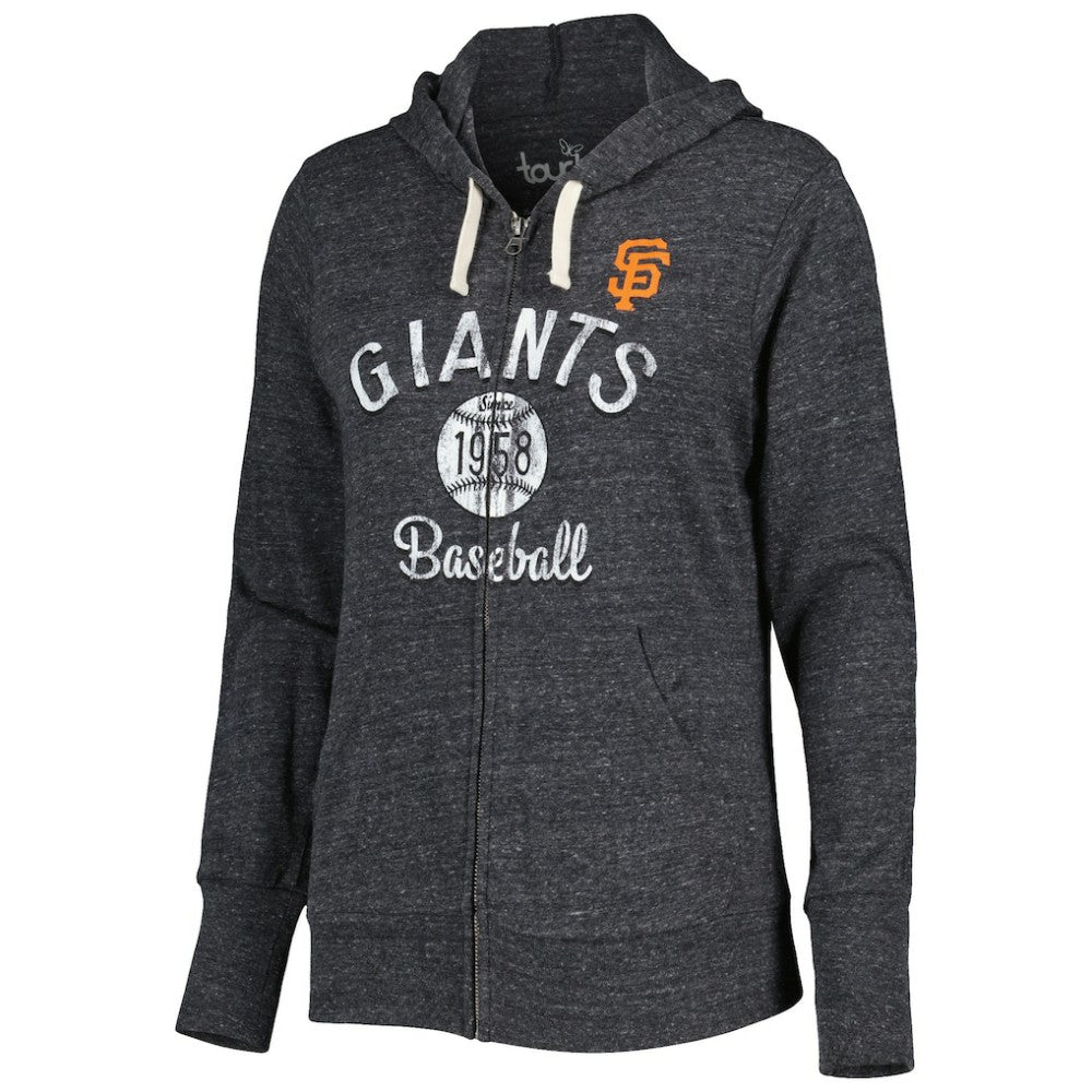 San Francisco Giants Touch Women's Training Camp Tri-Blend Lightweight Full-Zip Hoodie - Black