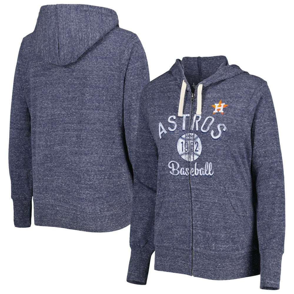 Houston Astros Touch Women's Training Camp Tri-Blend Lightweight Full-Zip Hoodie - Heather Navy