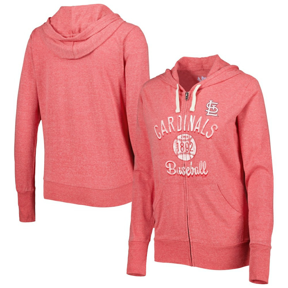St. Louis Cardinals Touch Women's Training Camp Tri-Blend Lightweight Full-Zip Hoodie - Red