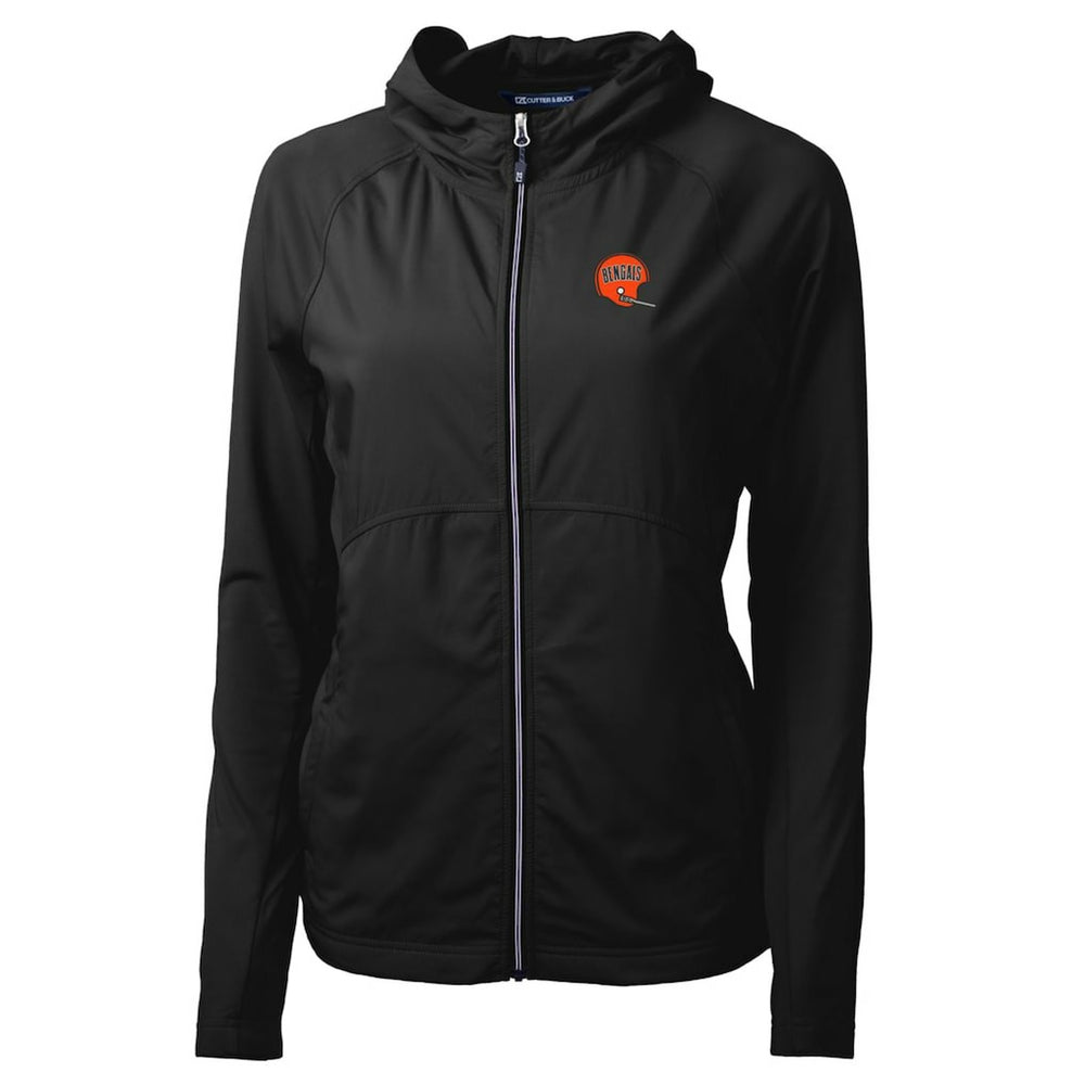 Cincinnati Bengals Cutter & Buck Women's Throwback Logo Adapt Eco Knit Hybrid Recycled Full-Zip Hoodie - Black outlet