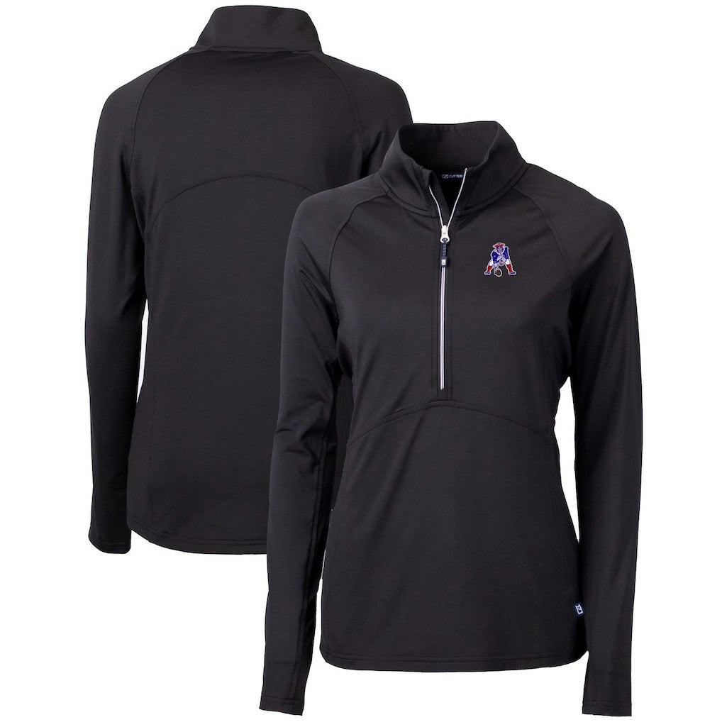 New England Patriots Cutter & Buck Women's Throwback Logo Adapt Eco Knit Stretch Recycled Half-Zip Pullover Top - Black discount