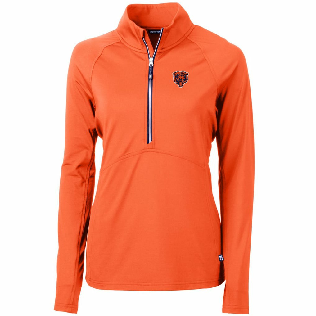 Chicago Bears Cutter & Buck Women's Throwback Logo Adapt Eco Knit Stretch Recycled Half-Zip Pullover Top - Orange for sale