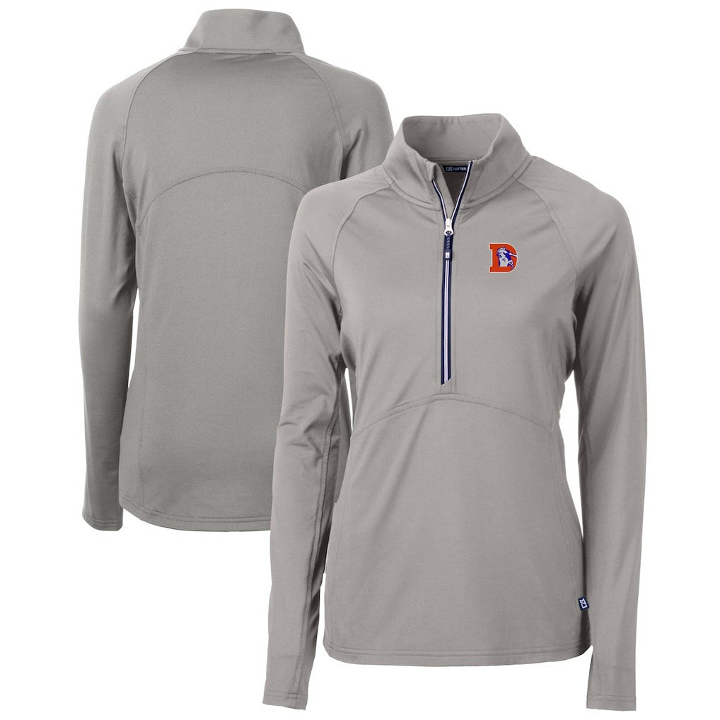 Denver Broncos Cutter & Buck Women's Throwback Logo Adapt Eco Knit Stretch Recycled Half-Zip Pullover Top - Gray sale