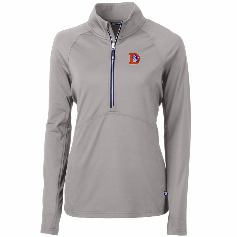 Denver Broncos Cutter & Buck Women's Throwback Logo Adapt Eco Knit Stretch Recycled Half-Zip Pullover Top - Gray sale
