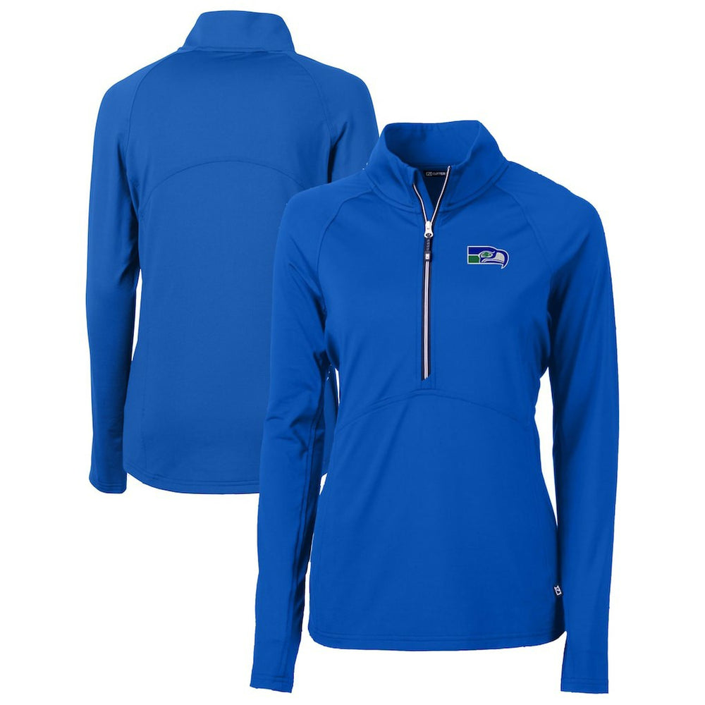 Seattle Seahawks Cutter & Buck Women's Throwback Logo Adapt Eco Knit Stretch Recycled Half-Zip Pullover Top - Royal cheap