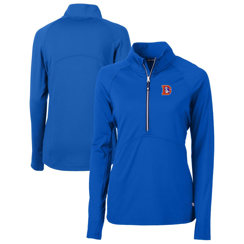 Denver Broncos Cutter & Buck Women's Throwback Logo Adapt Eco Knit Stretch Recycled Half-Zip Pullover Top - Royal cheap